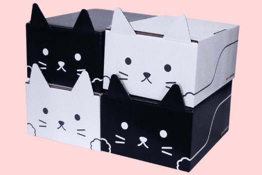 ネコ耳BOX（黒2枚・白2枚）4枚セット